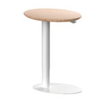 Vertex Cupid gas-lift side table with timber-look oval top and white pedestal base