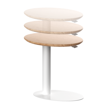 Vertex Cupid height adjustable side table showing gas-lift height range