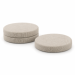 Circle Pads in warm neutral woven fabric – indicative render