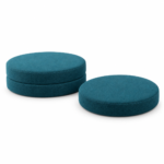 Circle Pads in deep teal woven fabric – indicative render