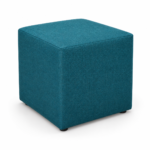 Cube ottoman in teal woven education fabric – indicative render