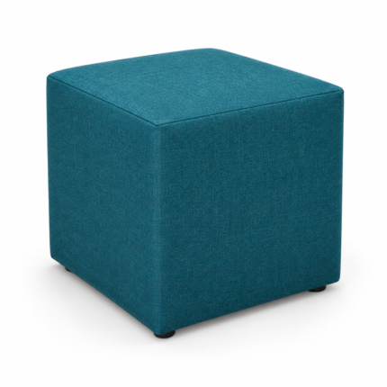 Cube ottoman in teal woven education fabric – indicative render