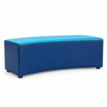Curve ottoman in turquoise and navy vinyl – indicative render