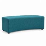 Curve ottoman in teal woven fabric – consistent proportions, indicative render