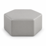 Hex ottoman in soft grey vinyl – indicative render