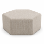 Hex ottoman in warm neutral woven fabric – indicative render