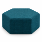 Hex ottoman in deep teal woven fabric – indicative render