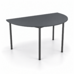 Half Round table in Charcoal with an 18 mm top, matching ABS edging and slim charcoal legs