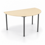Half Round table in Dansk Maple with an 18 mm top, matching ABS edging and slim charcoal legs
