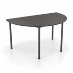 Half Round table in Ironstone with an 18 mm top, matching ABS edging and slim charcoal legs