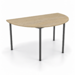 Half Round table in Natural Oak with an 18 mm top, matching ABS edging and slim charcoal legs