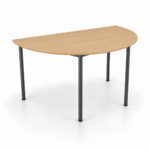 Half Round table in Select Beech with an 18 mm top, matching ABS edging and slim charcoal legs