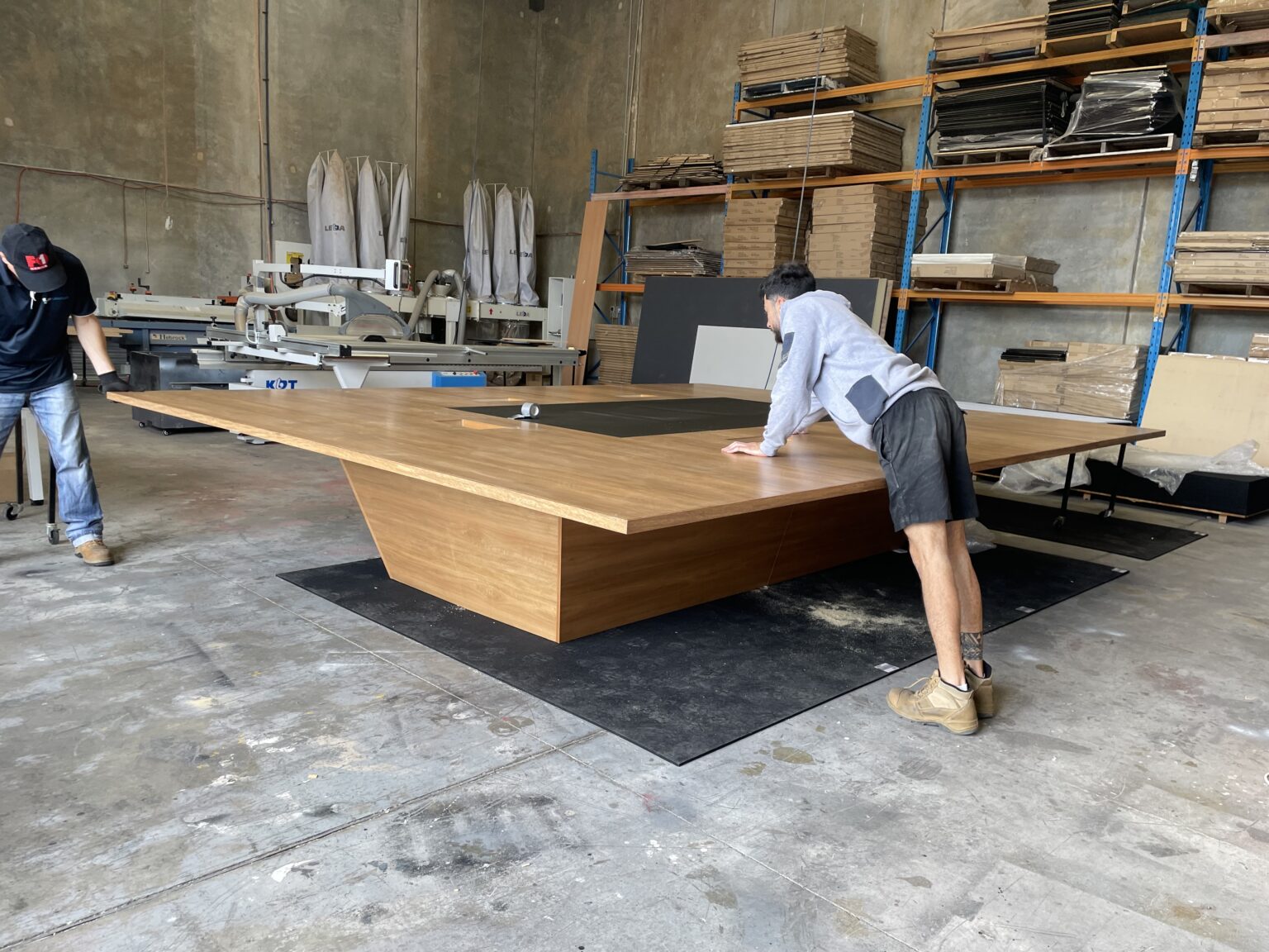 Bespoke timber boardroom table manufactured by EFI Furniture