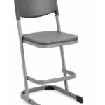 Kanga Stool with Back in Charcoal — cantilever classroom and lab stool with contoured backrest by EFI Furniture