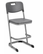 Kanga Stool with Back in Charcoal — cantilever classroom and lab stool with contoured backrest by EFI Furniture