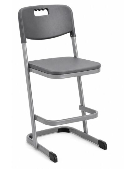 Kanga Stool with Back in Charcoal — cantilever classroom and lab stool with contoured backrest by EFI Furniture
