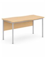 Develop Flag Table – flag-shaped teachers table with maple laminate top, modesty panel and silver powdercoat steel frame