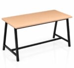 AV Dry Bar Table woodgrain top black powdercoat legs