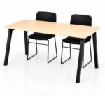 AV Student Table woodgrain top black A-frame splay legs