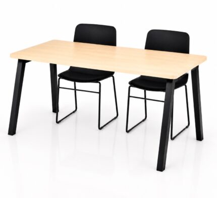 AV Student Table woodgrain top black A-frame splay legs