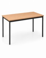 Base Table with beech laminate top and black square steel legs