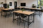 H-Base Mobile tables with stools in a staff collaboration space
