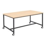 H-Base Mobile table with compact laminate top and lockable castors