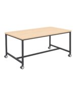 H-Base Mobile table with compact laminate top and lockable castors