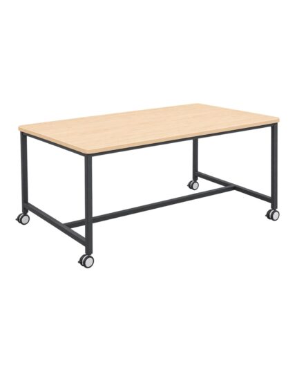 H-Base Mobile table with compact laminate top and lockable castors