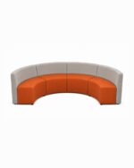 Ovo curved modular lounge with four modules joined to form a half circle