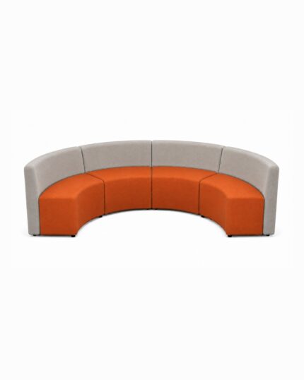 Ovo curved modular lounge with four modules joined to form a half circle