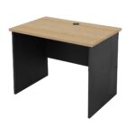 Rapid Worker 900mm open slab end hot desk - Natural Oak top with Ironstone frame