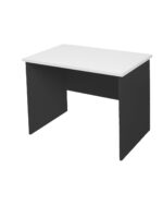 Rapid Worker 900mm open slab end hot desk - Natural White top with Ironstone frame