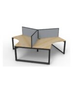 Deluxe Infinity Loop Leg 3 Person 120 Degree Workstation - Natural Oak / Black