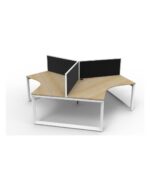 Deluxe Infinity Loop Leg 3 Person 120 Degree Workstation - Natural Oak