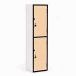 Vertical 2 Door Locker - Maple doors, white carcase, black frame