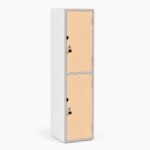 Vertical 2 Door Locker - Maple doors, white carcase, silver frame