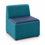 Modular Backrest Lounge with teal fabric back and base and navy vinyl seat